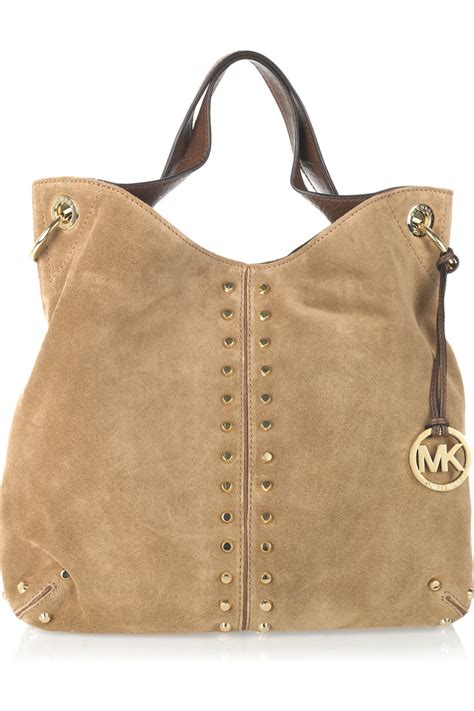 michael kors brown and black purse|Michael Kors brown suede purse.